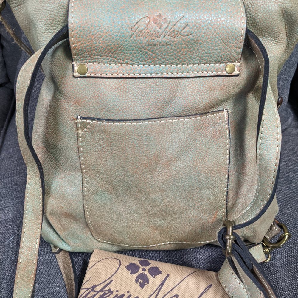 PATRICIA NASH Luzille leather vintage women's backpack bag GREEN + Dust bag - Picture 3 of 9